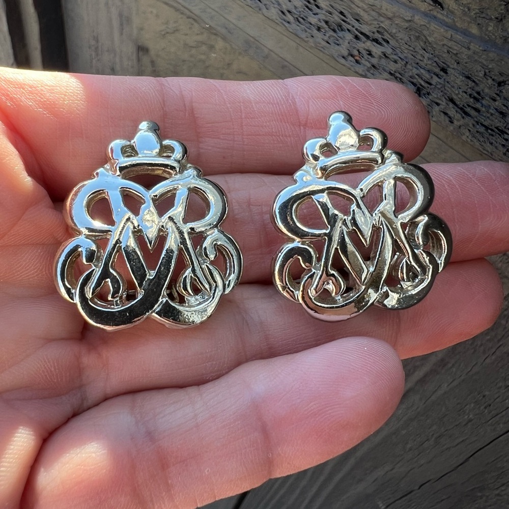 Vintage Scroll Script Double R Monogram Royal Cro… - image 1